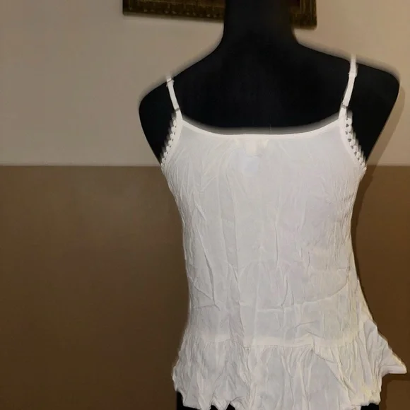 White and Blue Floral Embroidered Women's Top - Picture 7 of 12